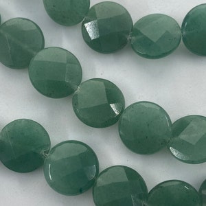 M/ Aventurine 10mm/ 8mm Faceted Coin Beads 15.5 Strand Natural