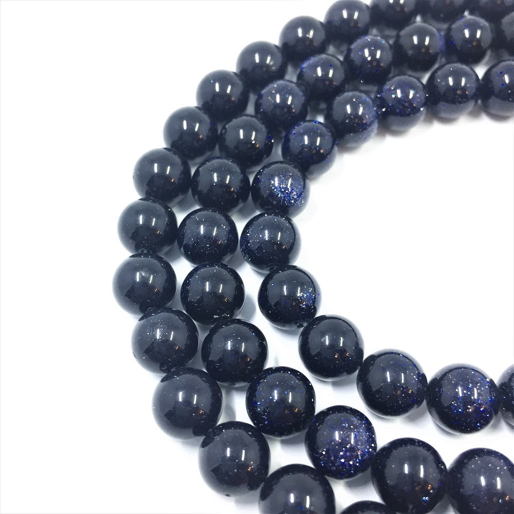 8mm Round Sparkling Blue Goldstone Gemstone Beads 48 Beads 