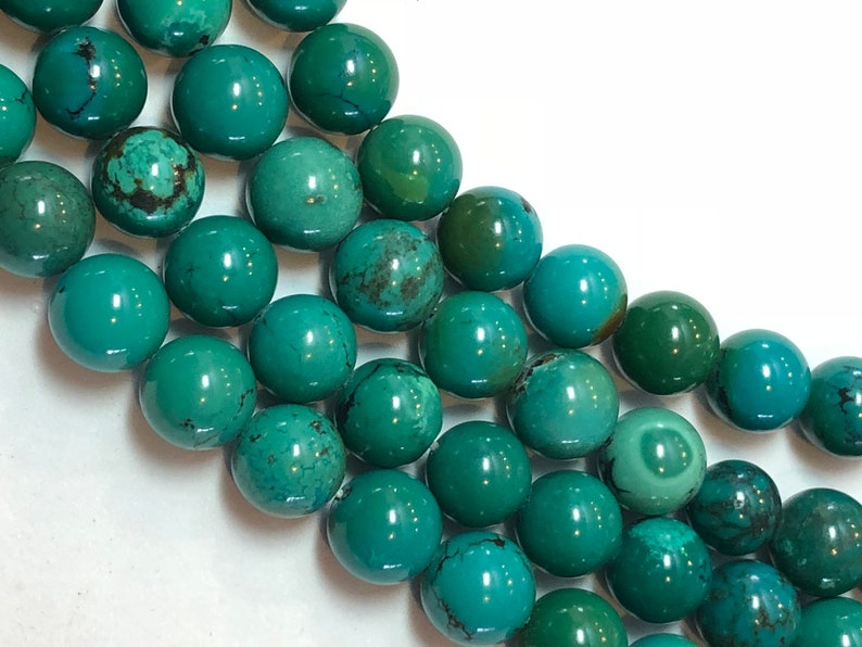 9mm Natural Chinese Turquoise Gemstone Beads Full 15 strand of AAAAA blue-green Turquoise beads about 48 per strand.