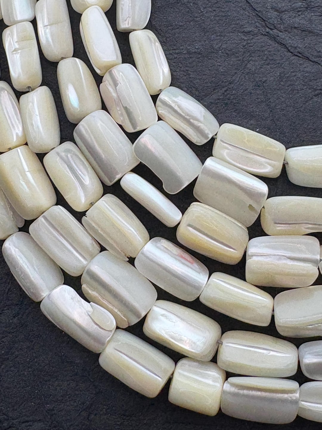 White Mother of Pearl Shell Nugget Gemstone Beads. 16” Strand of White ...
