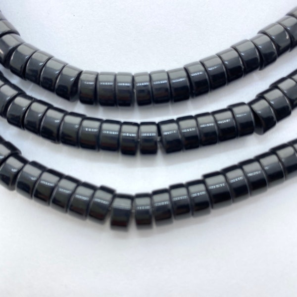 6mm heishi Black Onyx gemstone beads.  15” strand of heishi cut beads.