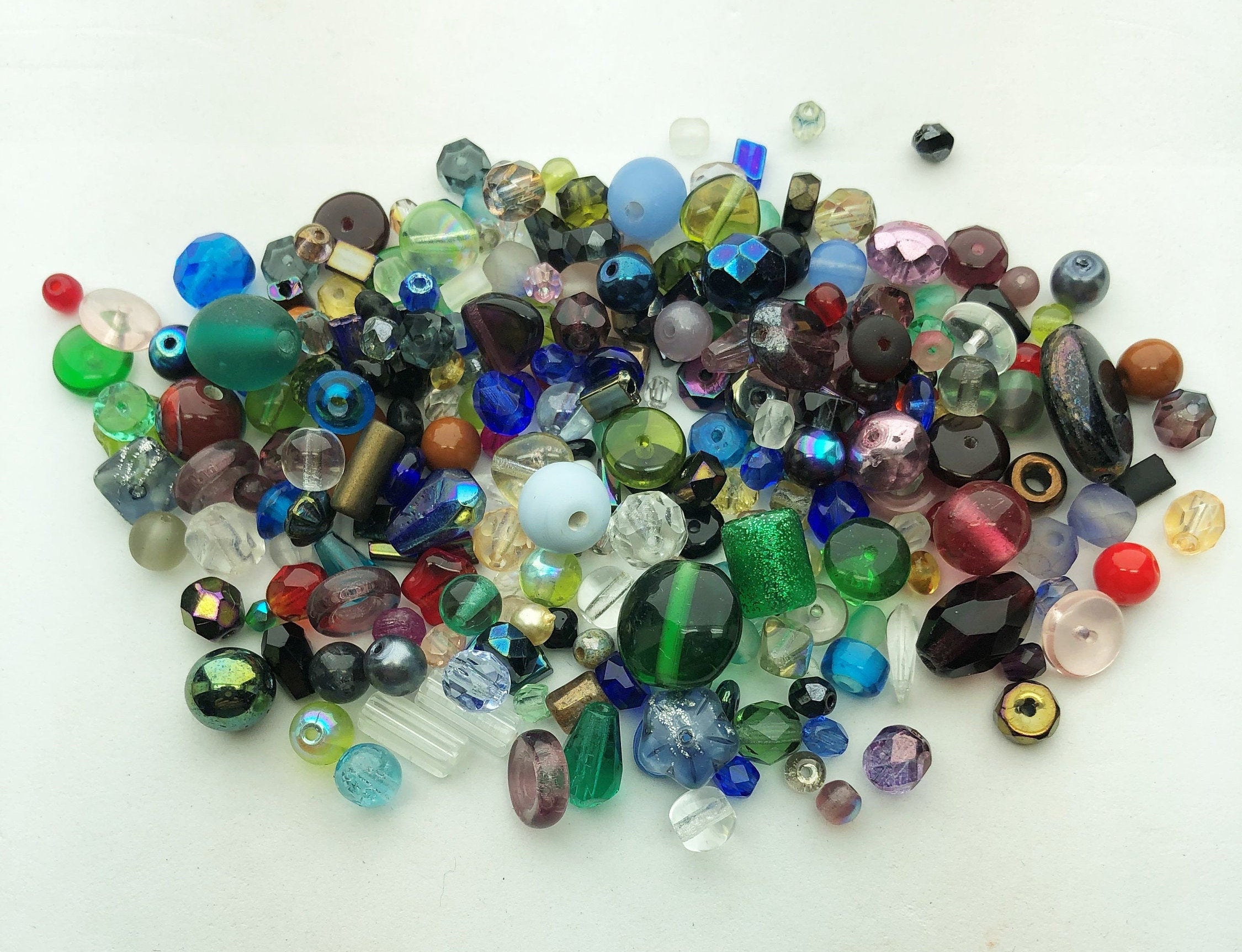 Glass Beads, assorted shapes, 6-12mm, 1-LB, Mixed