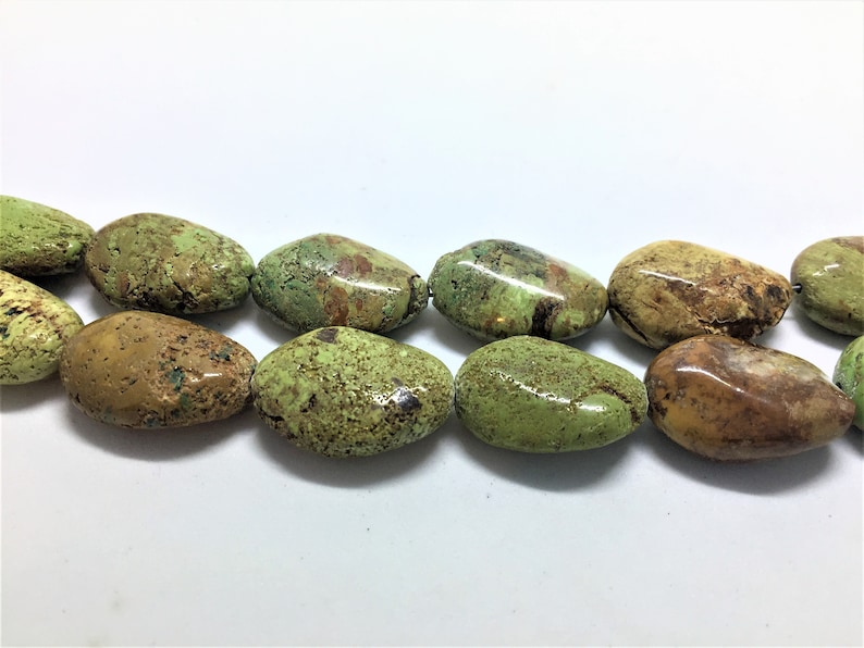 Listing 1 see other Genuine Gaspeite Nugget Beads 12 beads Very rare beads from Canada 16-20mm in size naturally apple green in color