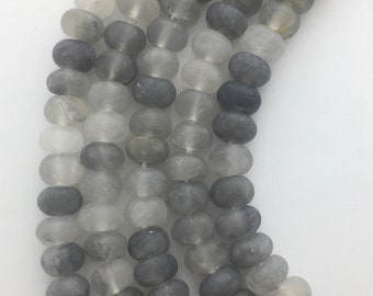 5x8mm Rondelle Matte Natural Cloudy Crystal Quartz Gemstone Beads. 15" strand of matte Quartz rondelle beads, approx. 75 per strand.