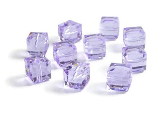 8mm Cube Violet SWAROVSKI® Crystal Beads #5601 - Package of 10. Light purple color genuine crystal. Color of the year! Discounted Prices!