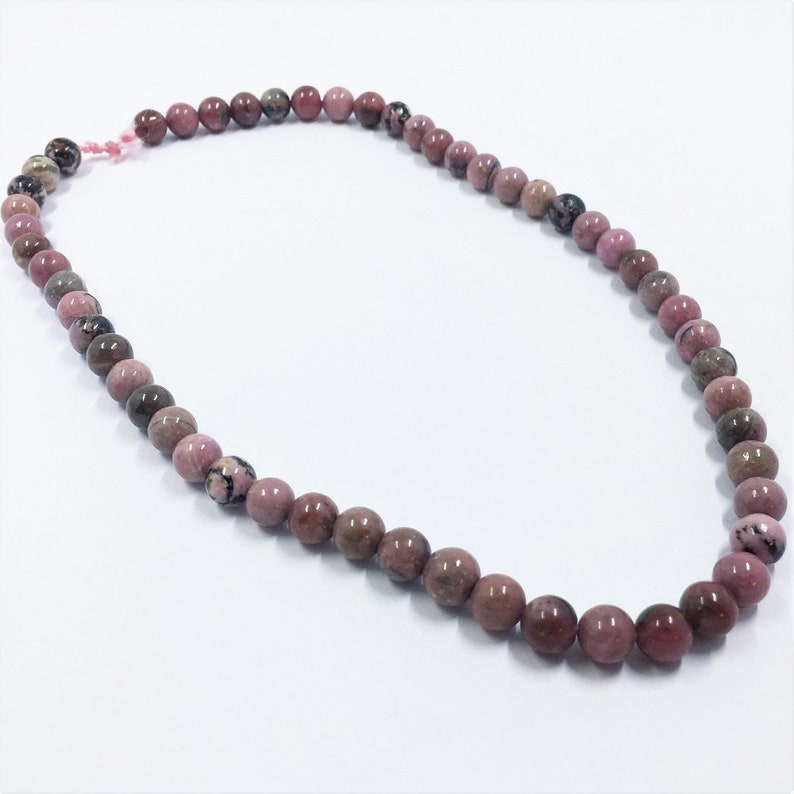 about 48 per strand Rhodonite Gemstone Beads 8mm round beads on 15 inch strand Full strand High Quality AAA grade beads Mixed Pink Black