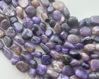 Free from nugget Russian Charoite gemstone beads. Full 15" strand of 8-14mm nugget beads, approx. 37-40 beads per strand. Lot B