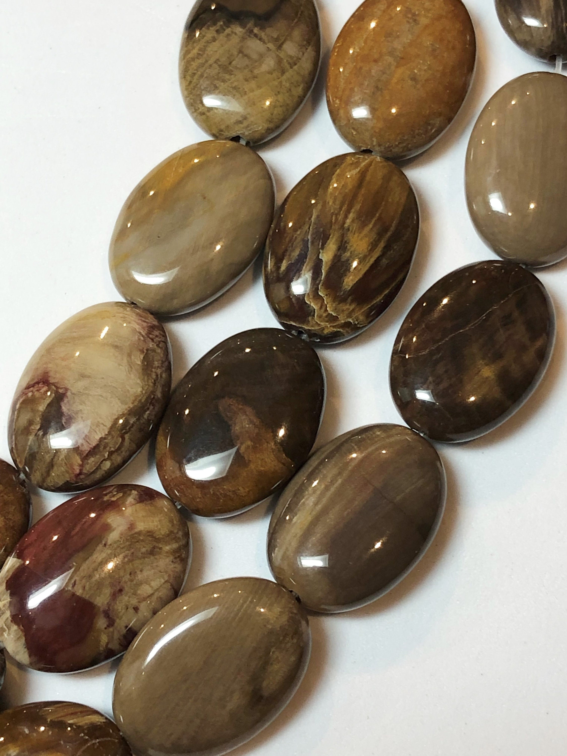 13x18mm Oval Wooden Jasper Beads. 15 Strand of High Etsy