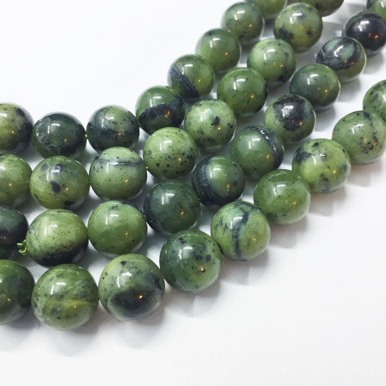 10mm Canadian Jade Gemstone Beads Full 15 strand of AAA Grade beads Nephrite Green Jade about 38 per strand