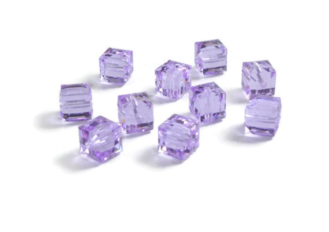 WeLoveBeads W6 Cube Crystal Purple/White Acrylic Beads – Pack Of 5, Made In Germany (16 Mm)