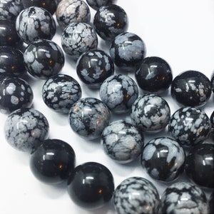 10mm Snowflake Obsidian Gemstone Beads. 15&quot; strand of high quality round beads, about 38 per strand. Semi Precious