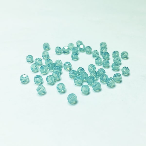 3mm Round Pacific Opal SWAROVSKI® Crystal Beads #5000. Bulk pack of 50. Semi- Opaque Mint Green Blue Genuine Austrian Crystal. Seafoam Blue