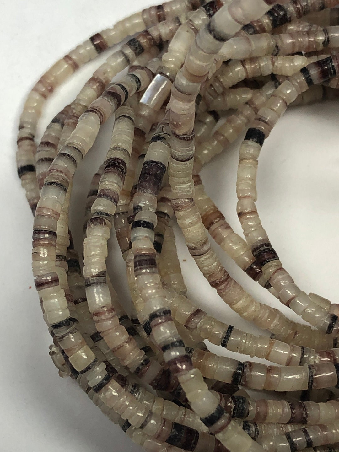 Hammer Oyster Shell Heishi Beads. Long 24