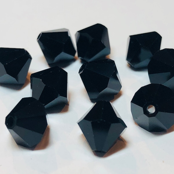 Jet 8mm Bicone SWAROVSKI® Crystal Beads #5301 package of 10. Opaque Black color Genuine Austrian Crystal. #5328.