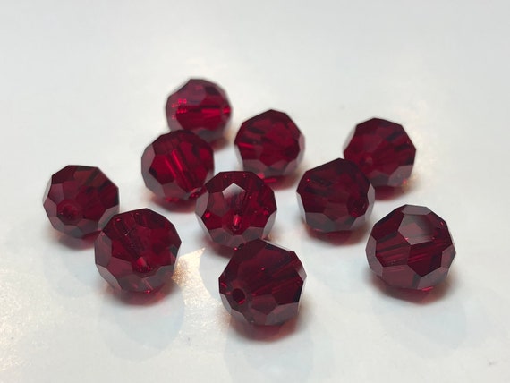 7x5.5mm Dark Red Glass Oval Beads-0559-76
