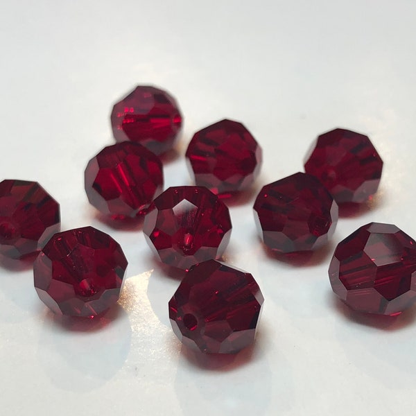 8mm Round Siam SWAROVSKI® Crystal Beads #5000. Dark red color genuine Austrian Crystal bead. Discounted prices.