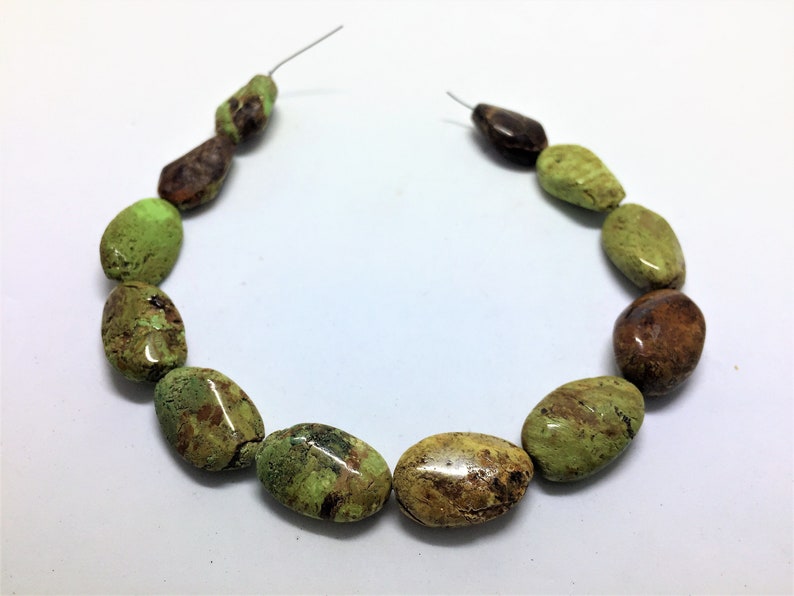 Listing 1 see other Genuine Gaspeite Nugget Beads 12 beads Very rare beads from Canada 16-20mm in size naturally apple green in color