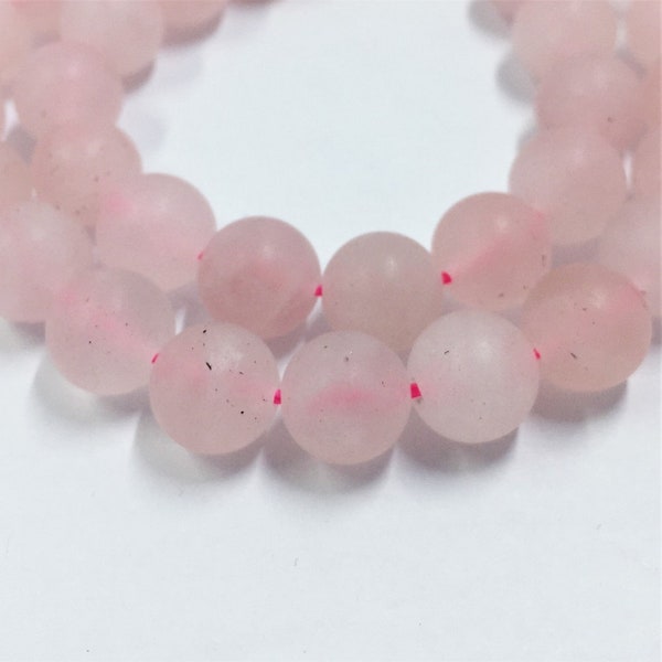 Matte Rose Quartz Gemstone Beads. 10mm round beads on 15 inch strand. Full strand High Quality AAA grade beads, about 38 per strand. Pink