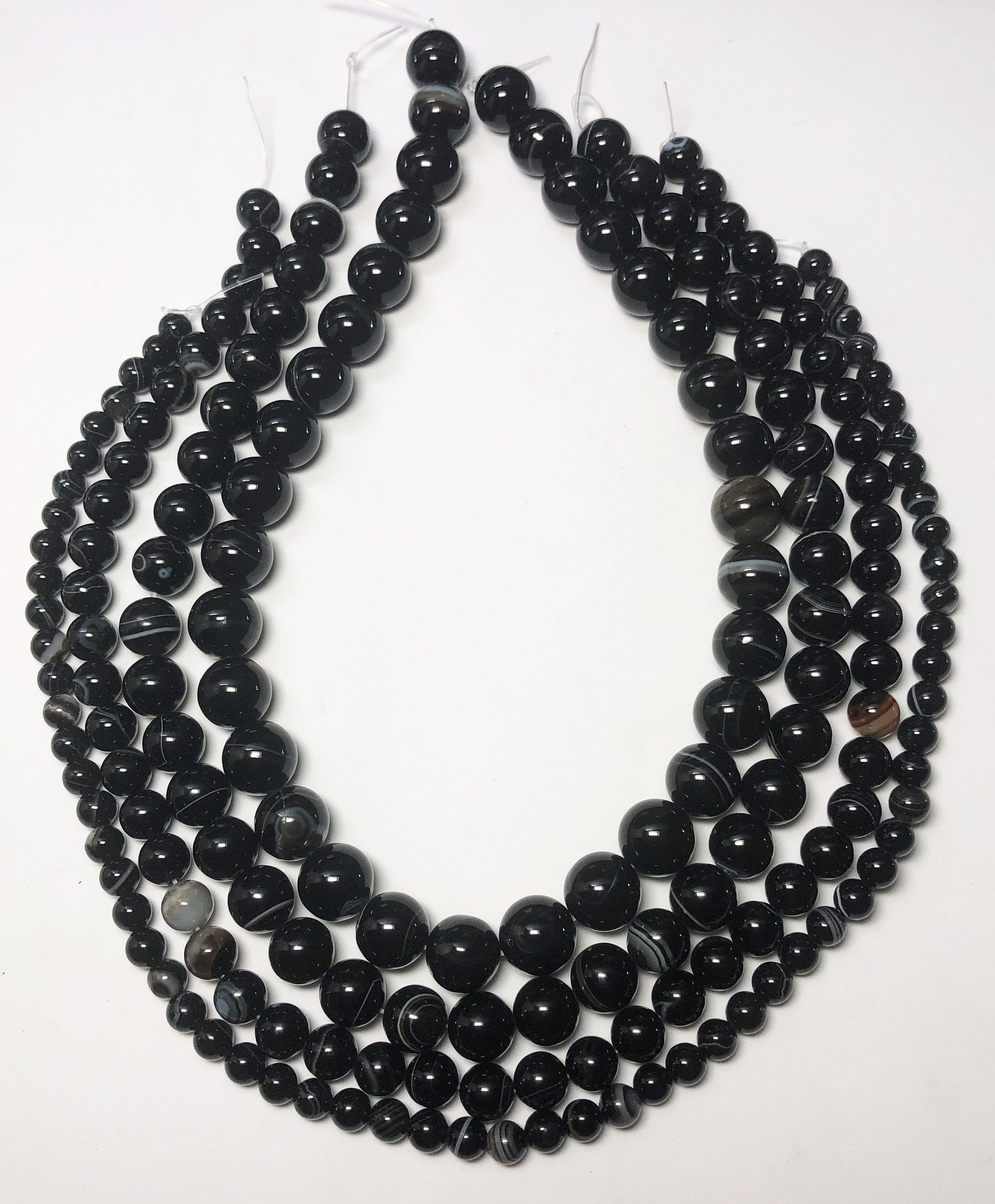 Black & White Sardonyx Gemstone Beads. Full 15 Strand of - Etsy