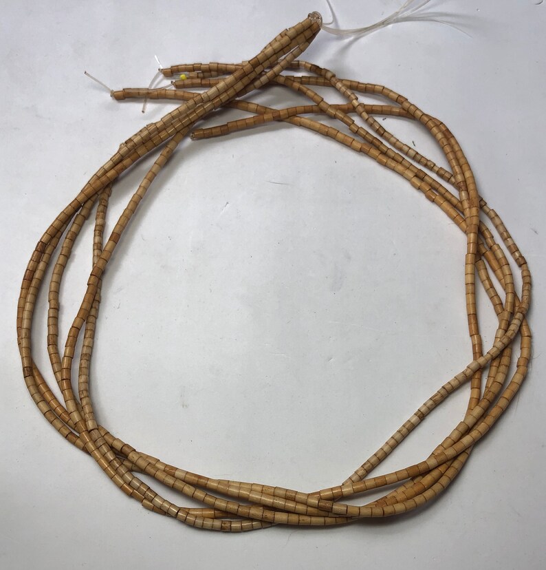 18 strand of Tea Dyed Heishi Bone Beads 3x5mm Antiqued bone beads. Carabao bone beads hand-made in the Philippines