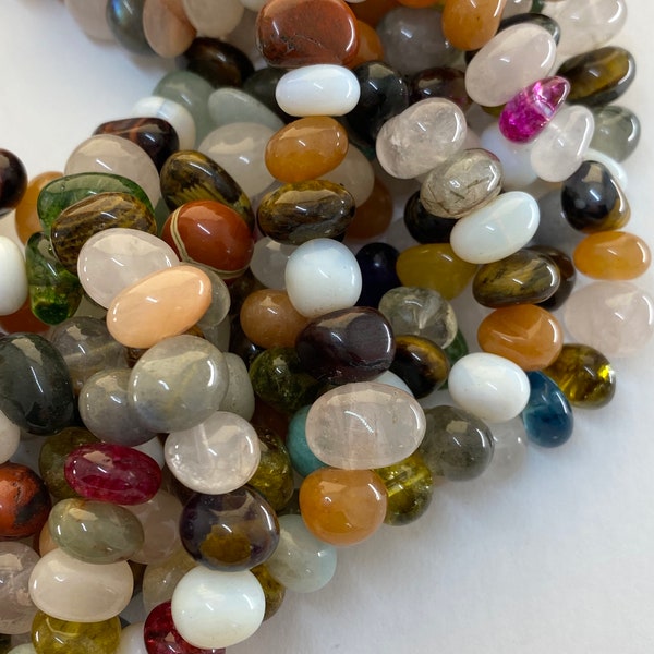 Free form Mixed Gemstone Nugget Beads. Full 15" strand of 8-12mm mixed stones.