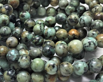 African Turquoise Jasper Gemstone Beads. 6mm round beads on 15 inch strand. Full strand of AA/AAA Grade beads, about 64 per strand.