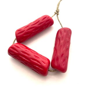Red Vintage/Antique Bohemian Glass African Trade Beads. Early 1900&#39;s Bohemian beads textured and shaped to look like coral.