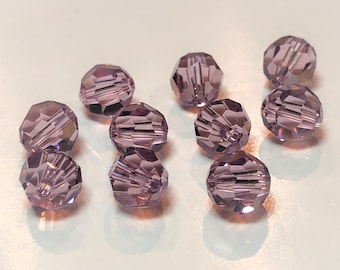 8m Round Light Amethyst SWAROVSKI® Crystal Beads #5000 - light purple colored crystal. Discounted prices.