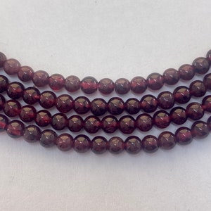 Red Garnet Gemstone Beads. 15” strand of high quality 4mm round beads, about 90 beads. Red Garnet.