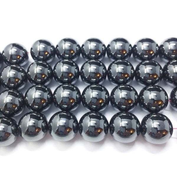 12mm Magnetic Hematite Gemstone Beads. 15" strand of round Hematite beads,  about 32 per strand.