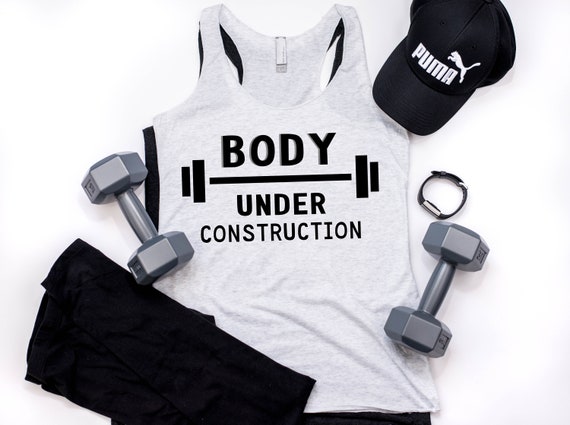 Summer Tank Body Under Construction Ladies Flowy Racerback Tank Gym Tank Workout Tank
