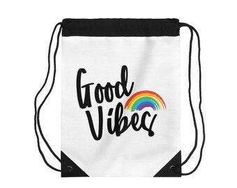 Good Vibes Drawstring Bag, Good Vibes Bag, Gym Bag, Workout Bag