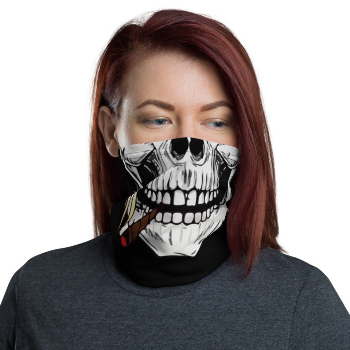 Skull Smoking Face Mask Neck Gaiter Bandana Skull Bandana Etsy
