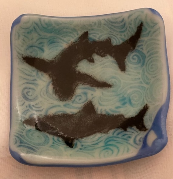 Jewelry Dish with an Under The Sea Design; SHARK!