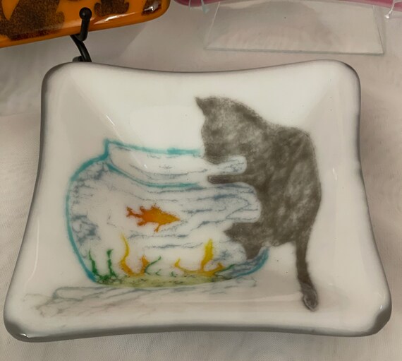 Jewelry Dish; Cat and Fish, A Delicate Balance