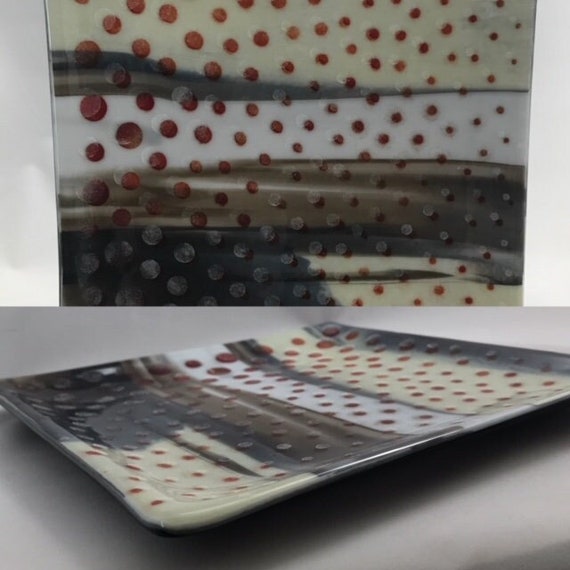 Fused Glass Plate with Dots, Dots, and more Dots