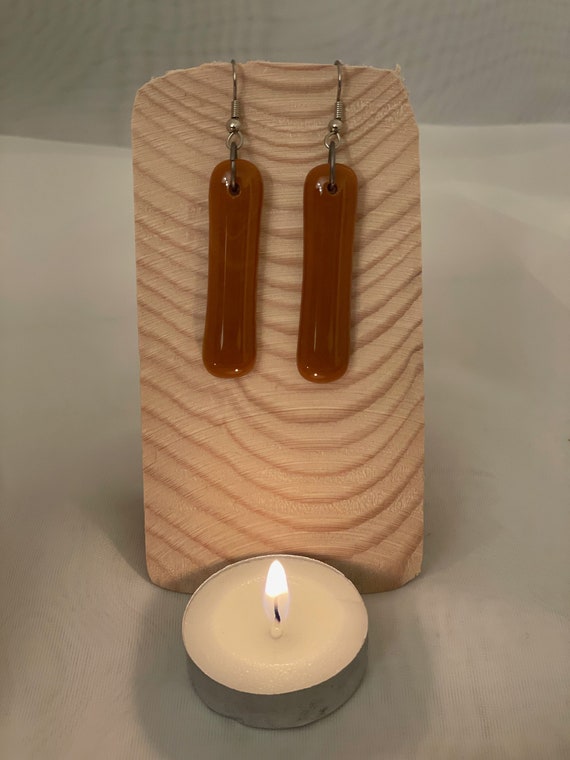 Earrings Fused Glass - Burnt Orange