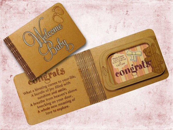 Welcome Baby Greeting Gift Card Holder Picture Frame Wooden Etsy