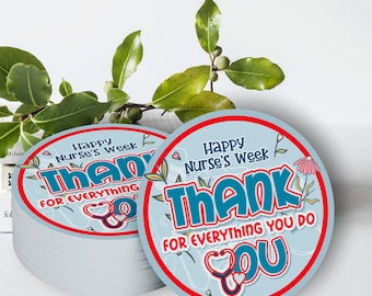 Nurse's Week Gift Tags, Thank You Nurse Gift Printable Tags, Nurse Appreciation Tags, Nurse's Appreciation Week Gift, Thank You Nurse Tags