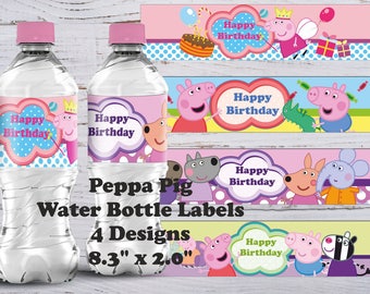 Peppa Pig Bottle Labels, Peppa Pig Water Bottle Labels, Peppa Pig Labels, Peppa Pig Stickers, Peppa Pig Birthday Labels, Printable Labels
