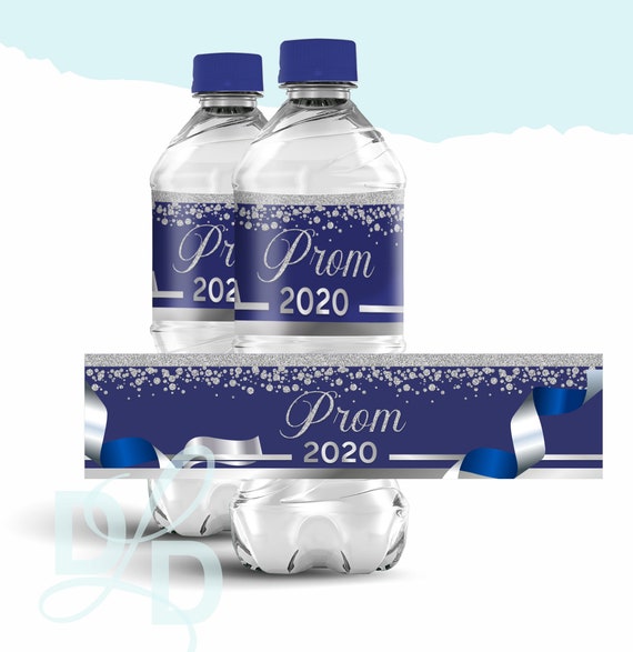 Prom 2020 Water Bottle Labels Blue Silver Prom 2020 Decor Etsy