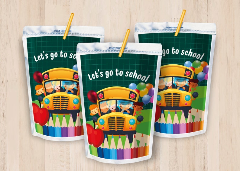 Back to School Juice Pouch School Bus Juice Labels Back to Etsy