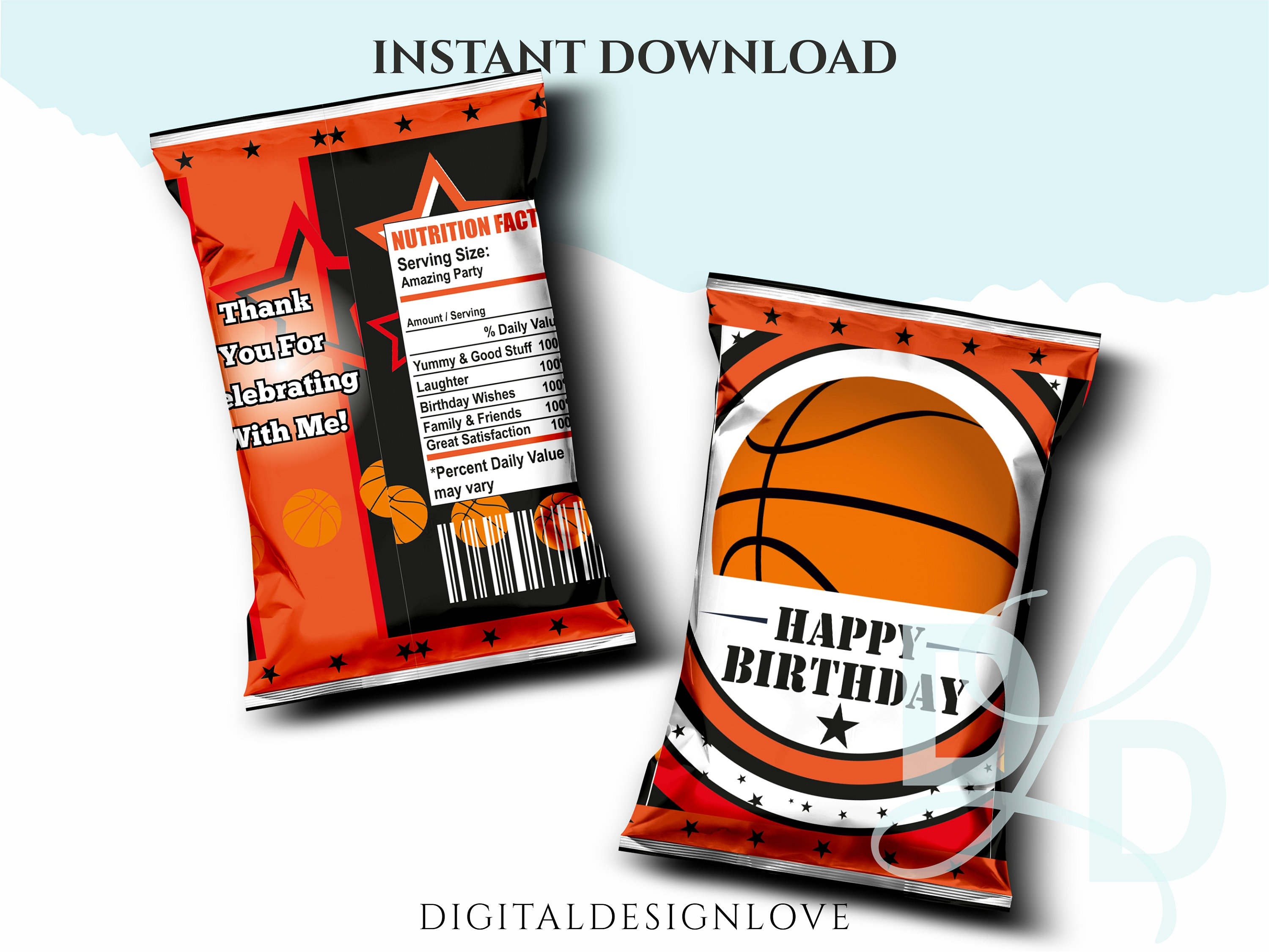Basketball Chip Bag Basketball Birthday Chip Bag Wrapper Etsy España