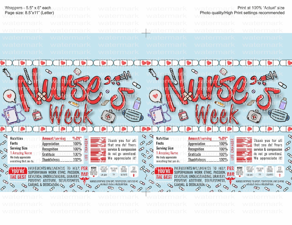 Nurses Week Candy Bar Wrapper Happy Nurses Week Candy Bar Etsy