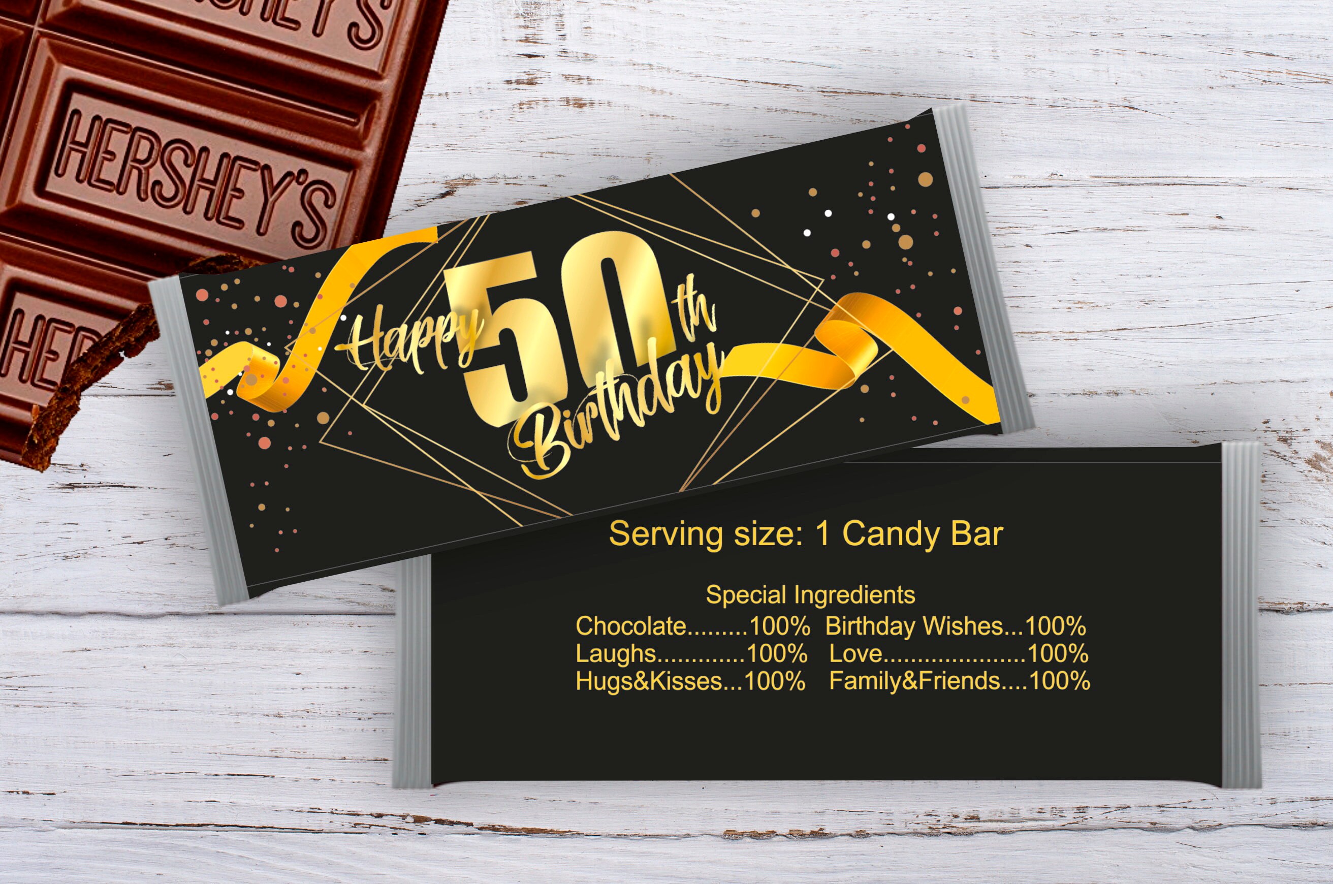 50th Birthday Candy Bar Wrappers 50th Birthday Design Candy Etsy