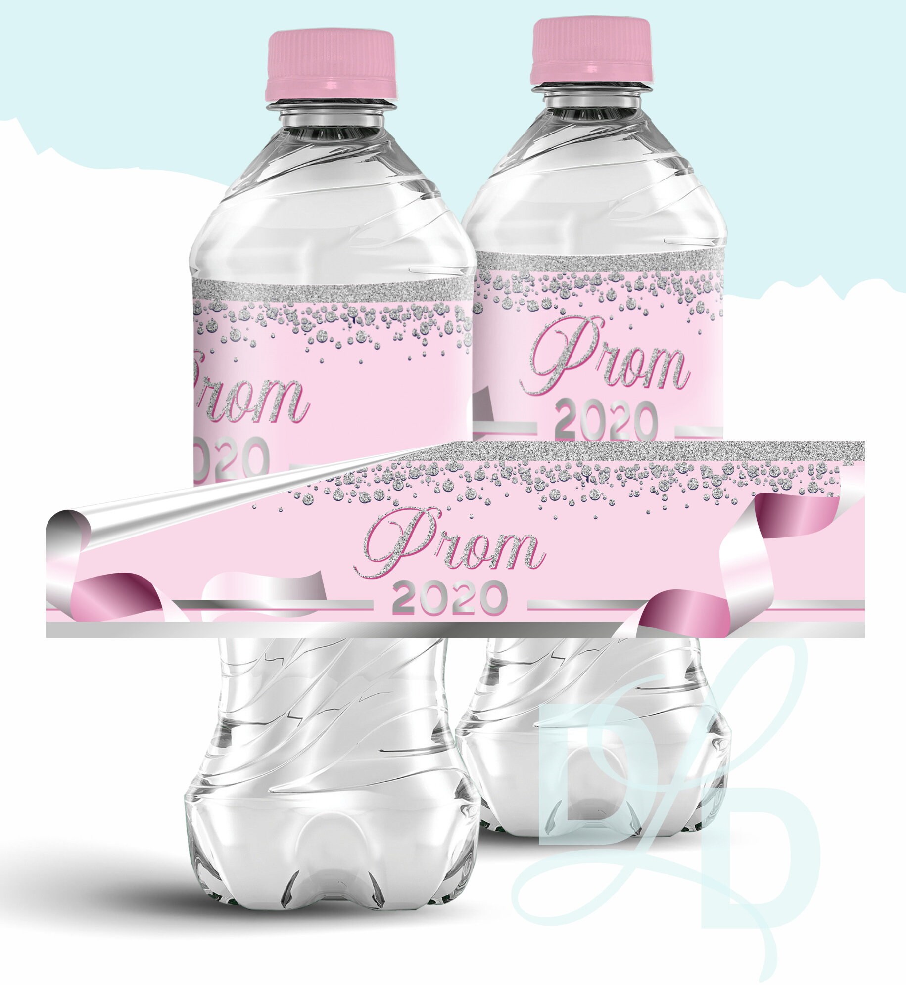 Prom 2020 Water Bottle Labels Blue Silver Prom 2020 Decor Etsy