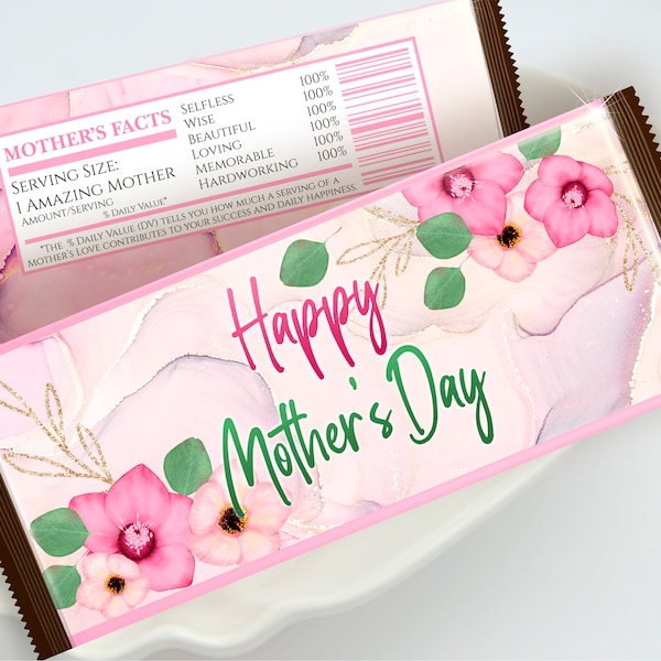 Mother's Day Candy Bar Wrapper, Printable Mothers Day Favors, Mothers Day Chocolate Wrapper, Custom Mothers Day Gift Mothers Day Candy Wrap