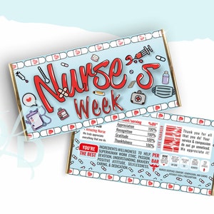 Candy Bar Wrapper für die Woche der Krankenschwestern, Candy Bar Wrapper für die Happy Nurses Week, Bonbonpapier für 1,55 Unzen zum sofortigen Download, Chocolate Wrapper für Krankenschwestern