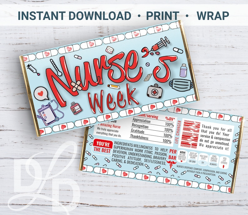 Nurses Week Candy Bar Wrapper Happy Nurses Week Candy Bar Etsy