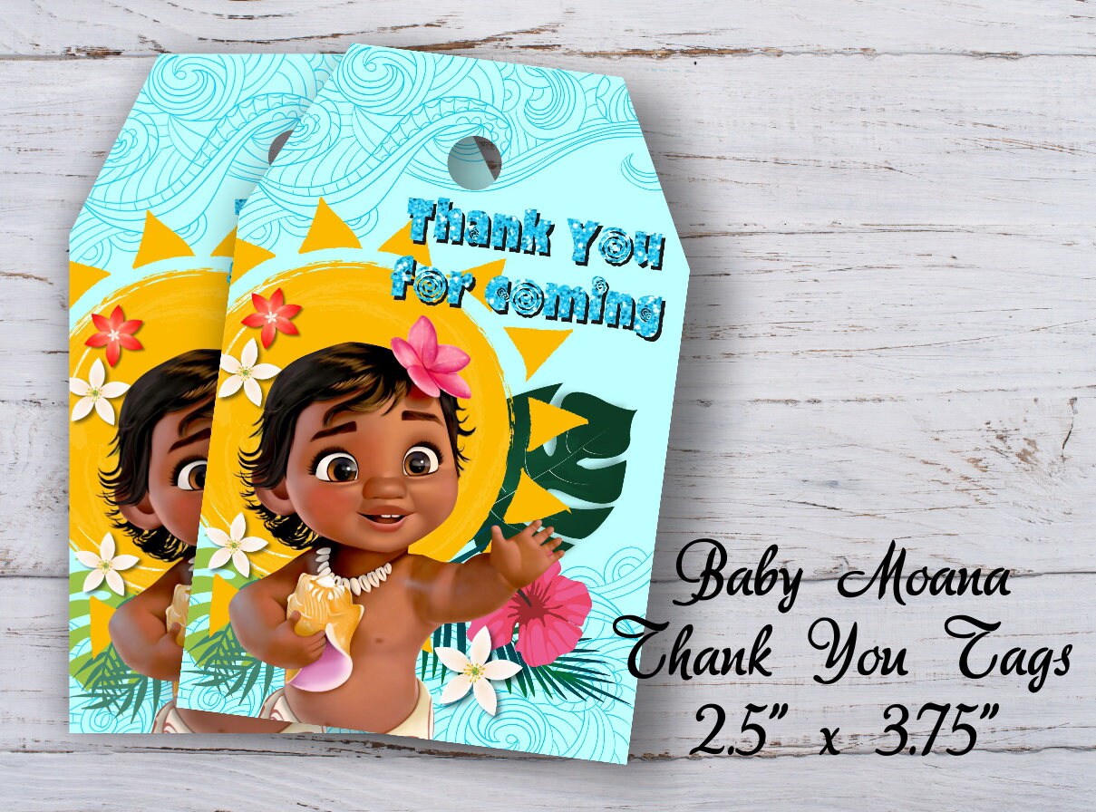 Baby Moana Tags baby Moana Thanks Tags Baby Moana Thank You | Etsy